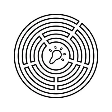 Challenge, maze, solution outline icon. Line art vector. Stock Illustration