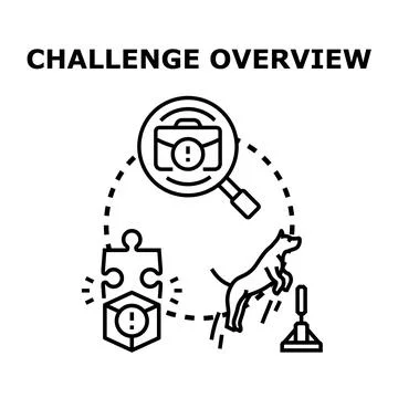 Challenge overview concept with problem solving process Stock Illustration