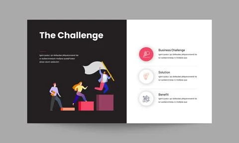 The Challenge Presentation Slide Template for Business Obstacles and Risks Stock Illustration