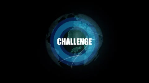 Challenge text on creative technology digital earth. Challenge concept glob.. Stock Footage 293483978