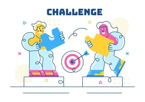 Challenge Vector Illustration Featuring a Businessman Running to the Top of.. 库存插图