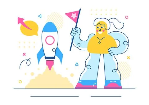 Challenge Vector Illustration Featuring a Businessman Running to the Top of.. 库存插图
