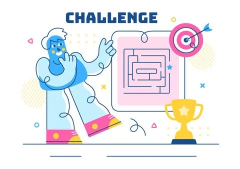 Challenge Vector Illustration Featuring a Businessman Running to the Top of.. 库存插图