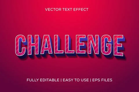 Challenge vector text effect fully editable Stock Illustration