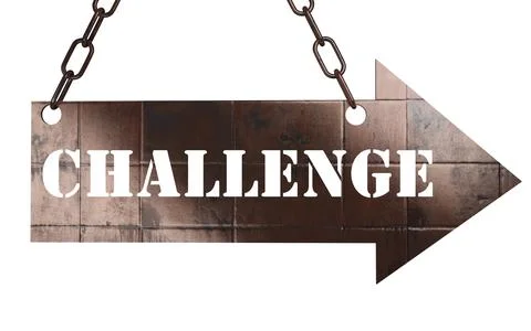 Challenge word on metal pointer Stock Photos