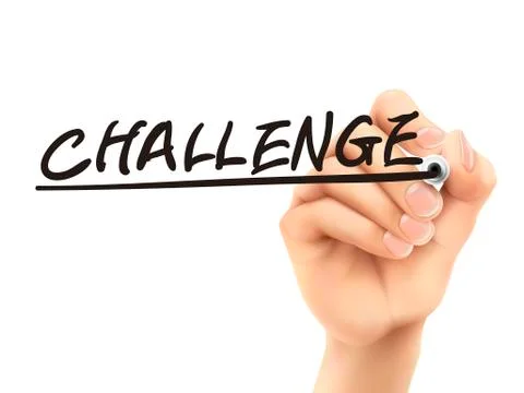 Challenge word written by 3d hand Stock Illustration