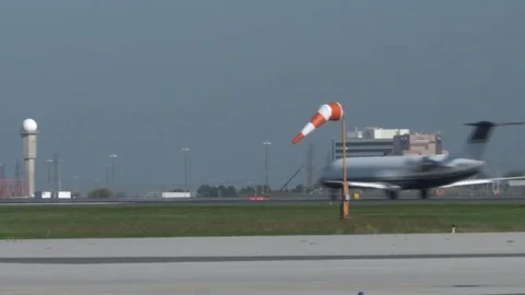 Challenger Jet Takeoff from Rear Stock Footage 76418194