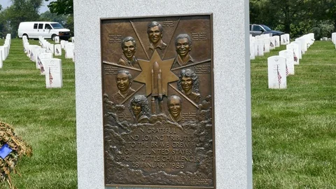 Challenger Space Shuttle disaster memorial at Arlington Cemetery 4K Stock Footage 94455787