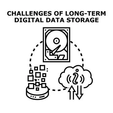 Challenges of digital data storage and information archiving Stock Illustration
