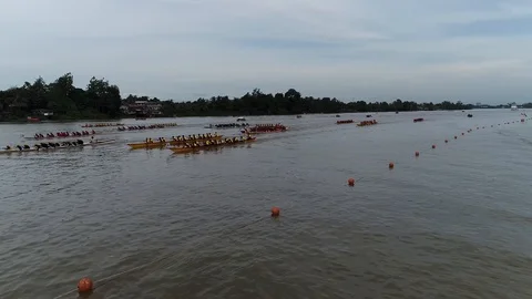 Challenging action boat race Stock Footage 104940228