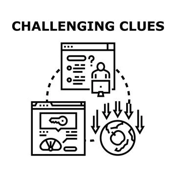 Challenging clues concept for problem solving and strategy Stock Illustration
