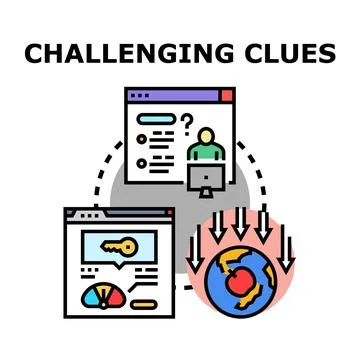 Challenging clues concept for problem solving and strategy Illustrazione stock