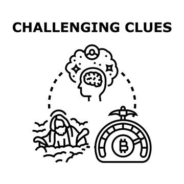 Challenging clues concept thinking problem solving Stock Illustration