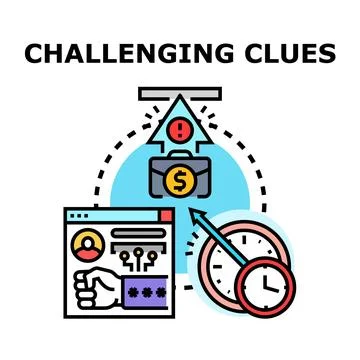 Challenging clues finding solution for business problem Stock Illustration