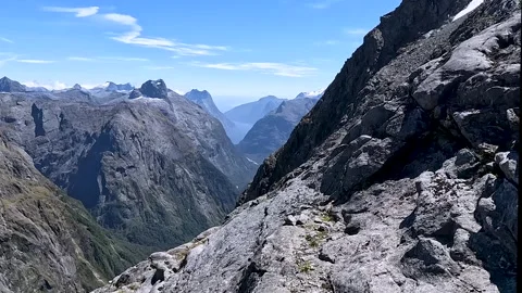 Challenging Hike to Barrier Knob with Panoramic Views of Milford Sound and .. Video stock 295017613