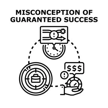 Challenging misconception of guaranteed success concept Stock Illustration