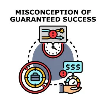 Challenging misconception of guaranteed success concept Stock Illustration
