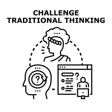 Challenging traditional thinking and developing new ideas Stock Illustration
