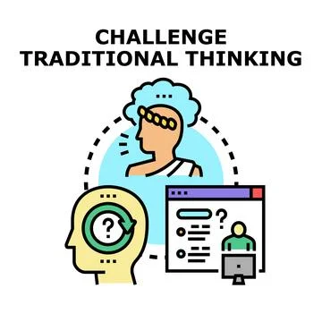 Challenging traditional thinking and developing new ideas Stock Illustration