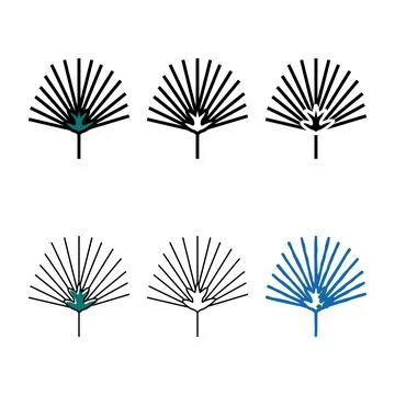 Chamaerops tropical leaf variations color icon vector Stock Illustration