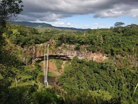 Chamarel Falls in Chamarel, Mauritius 스톡 사진