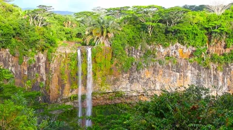 Chamarel Falls on Mauritius Island. Stock Footage 62775800