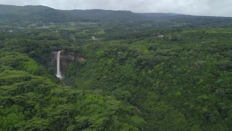 Chamarel Waterfall - High Angle Stock Footage 147937528