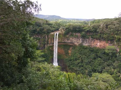 Chamarel Waterfall in Mauritius Stock Photos