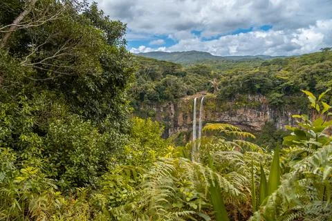 Chamarel waterfall in Mauritius - viewpoint Stock Photos