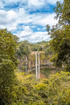 Chamarel waterfall in Mauritius - viewpoint Stock Photos