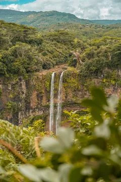 Chamarel waterfall in Mauritius - viewpoint Foto stock
