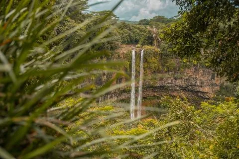 Chamarel waterfall in Mauritius - viewpoint Foto stock