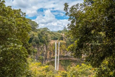 Chamarel waterfall in Mauritius - viewpoint Stock Photos