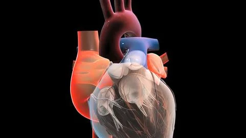 Chambers of the Heart The right atrium pumps blood from the veins to the righ Stock Illustration