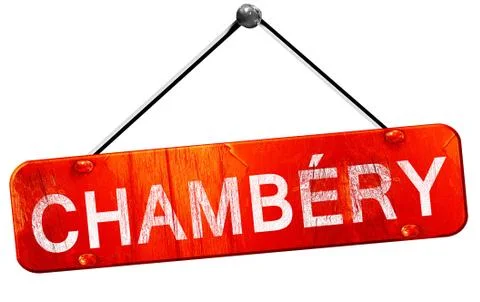Chambery, 3D rendering, a red hanging sign Stock Illustration