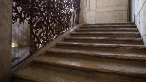 Chambery, ancient stone made staircase Stock Footage 80222654