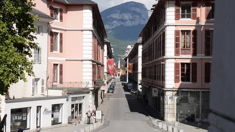 Chambery, panoramic view of the main road from high position. Stock Footage 80251906