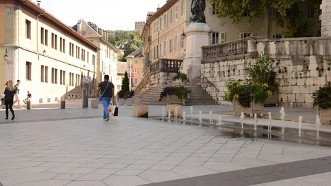 Chambery, pietonal square Stock Footage 80267122