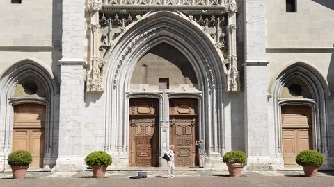 Chambery, tilt up view of a cathedral Stock Footage 80232811