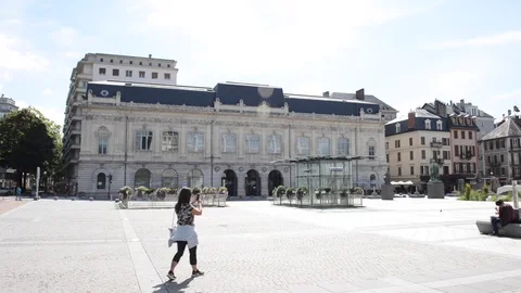 Chambery, view on one of the main squares Stock Footage 80135398