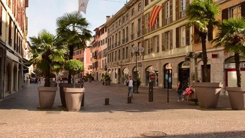 Chambery, view on people walking on the main street Stock Footage 80278080