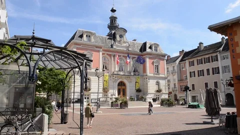 Chambery, view on a pietonal square Stock Footage 80190629