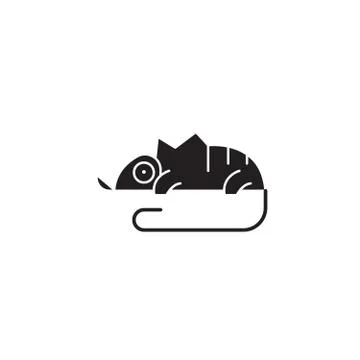 Chameleon black vector concept icon. Chameleon flat illustration, sign Illustrazione stock