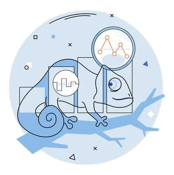 Chameleon on Branch with Data Analytics and Graphs イラスト素材