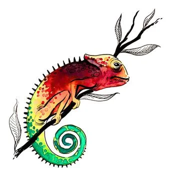 Chameleon on a branch Illustrazione stock