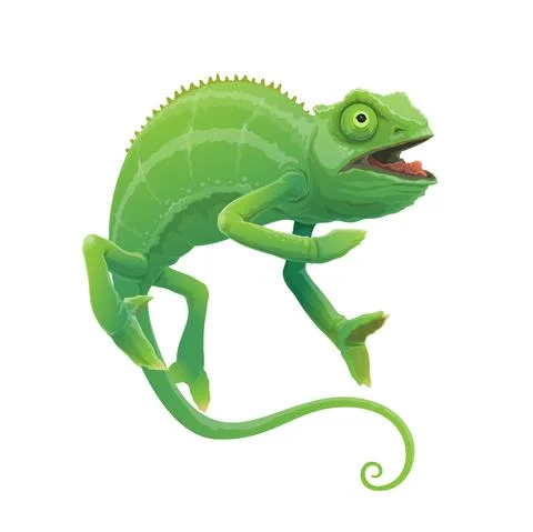 Chameleon cartoon vector green lizard animal Stock Illustration