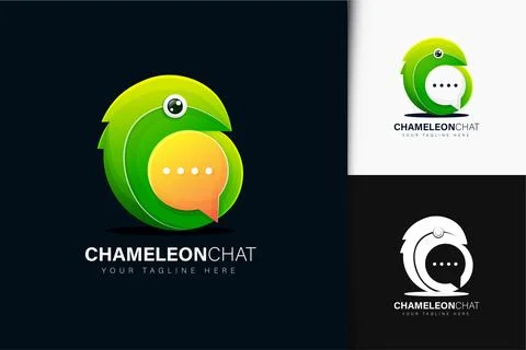 Chameleon chat logo design with gradient Stock Illustration