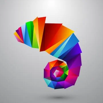 Chameleon from color triangles. Logo Stock Illustration