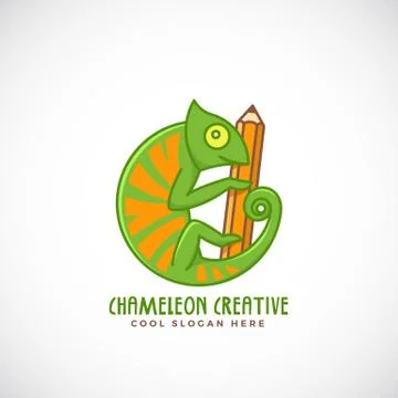 Chameleon Creative. Abstract Vector Line Style Sign, Emblem or Logo Template Stock Illustration