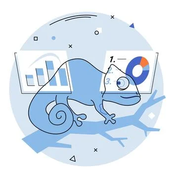 Chameleon with Data Charts Highlighting Flexibility in Business and Analytics イラスト素材